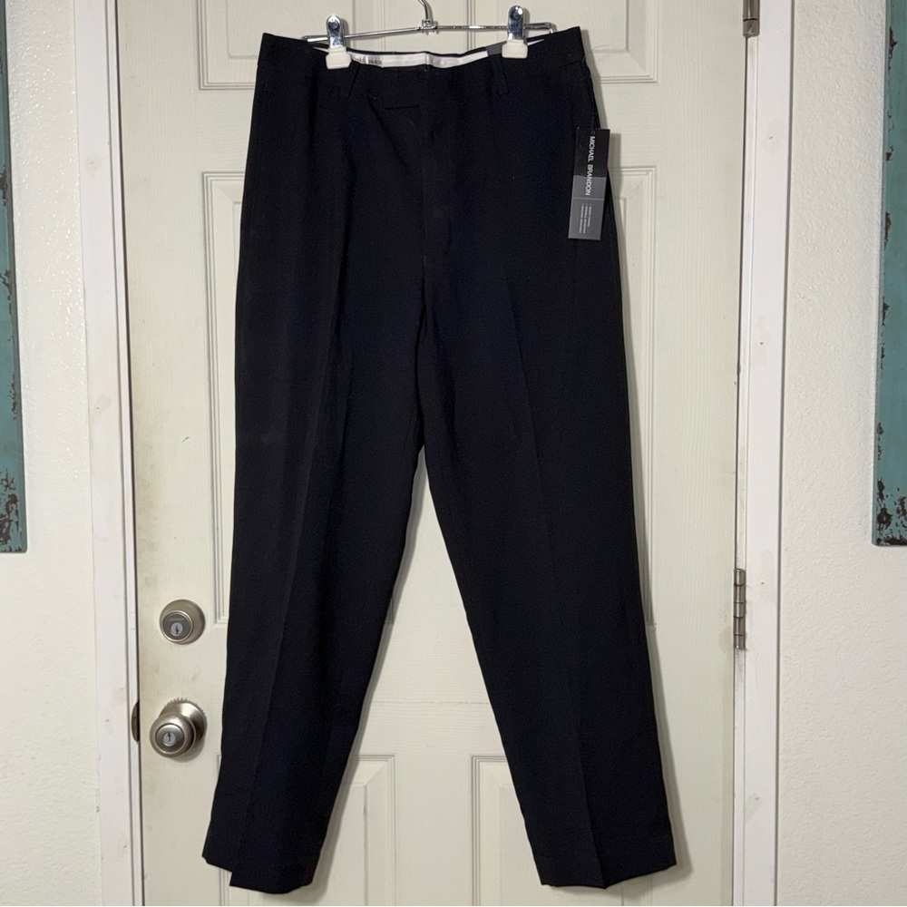 Michael Brandon Mens Black Dress‎ Pants Wrinkle Resistant 34x30 RPD01010BK